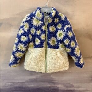 Kids 90s Vibe Flower Blue and Cream Fleece Jacket Cat and Jack